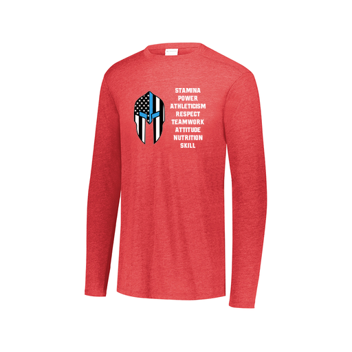 [FTLCUBRD-AXS-LOGO3] Decker Men's Tri-Blend T-Shirt - Long Sleeve (Adult XS, Red, Logo 3)