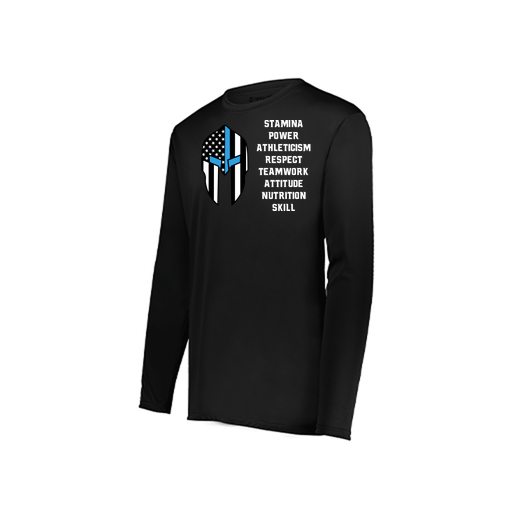 [222823.080.S-LOGO3] Youth LS Smooth Sport Shirt (Youth S, Black, Logo 3)