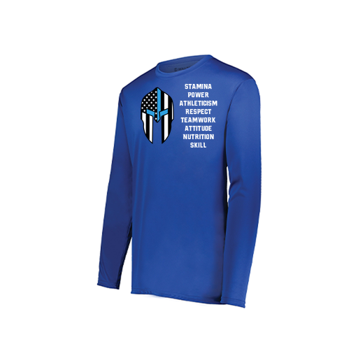 [222823.060.S-LOGO3] Youth LS Smooth Sport Shirt (Youth S, Royal, Logo 3)