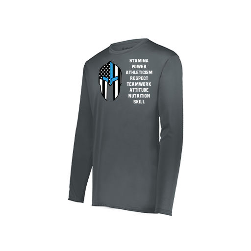 [222823.059.S-LOGO3] Youth LS Smooth Sport Shirt (Youth S, Gray, Logo 3)