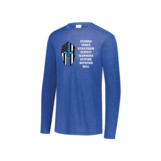 [FTLCUBRY-YS-LOGO3] Decker Youth Tri-Blend T-Shirt - Long Sleeve (Youth S, Royal, Logo 3)