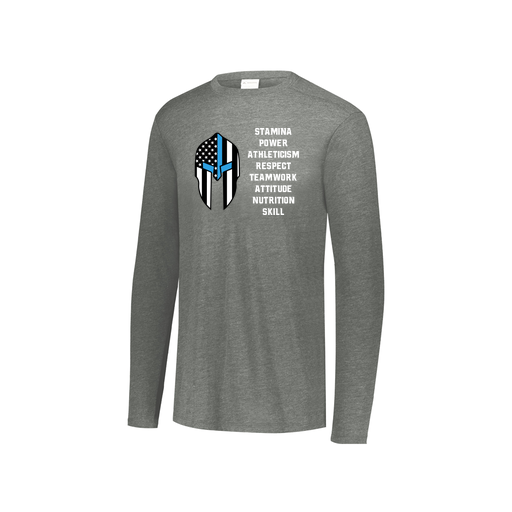 [FTLCUBGY-YS-LOGO3] Decker Youth Tri-Blend T-Shirt - Long Sleeve (Youth S, Gray, Logo 3)