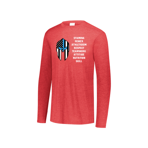 [FTLCUBRD-YS-LOGO3] Decker Youth Tri-Blend T-Shirt - Long Sleeve (Youth S, Red, Logo 3)