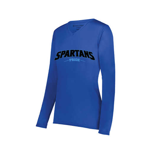 [222824.060.S-LOGO2] Ladies LS Smooth Sport Shirt (Female Adult S, Royal, Logo 2)